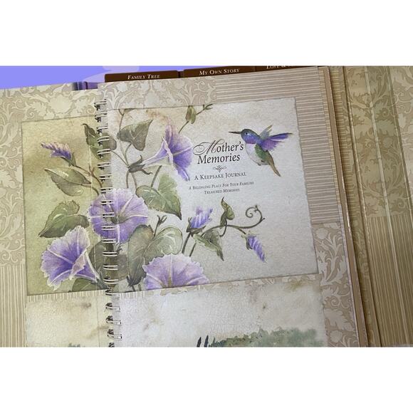 Mothers Memories Journal Keepsake Binder Pockets Acid Free Hummingbird Flowers - Picture 3 of 16